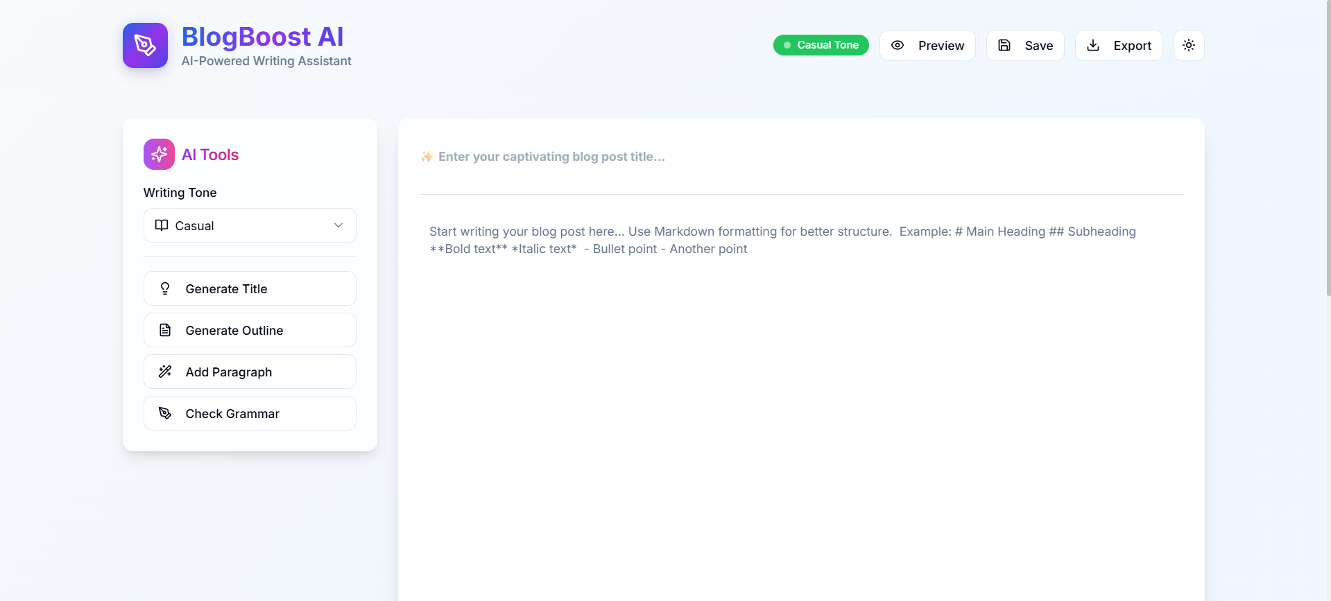 BlogBoost AI – AI Writing Assistant